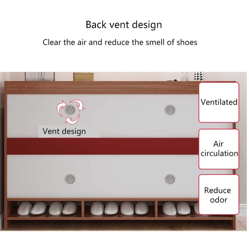 Armario contemporáneo de madera para almacenamiento de zapatos con cajón de 4 puertas y diseño independiente para organización de entrada y pasillo, dedicación desinteresada