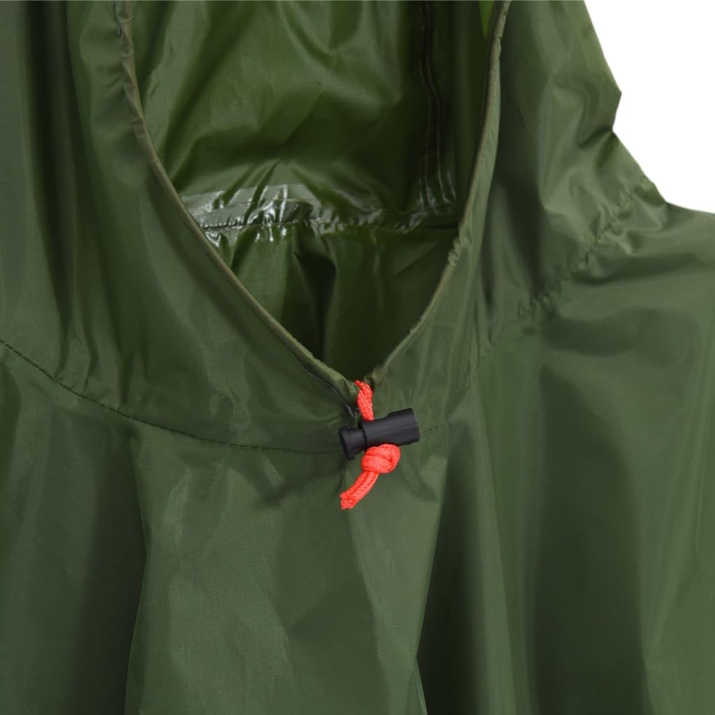 Mangloder Regenponcho mit Kapuze 2-in-1-Design Grün 223x wasserdichter Polyester Campingplane Picknickdecke Zelt Outdoor Wandern Trekking Zubehör