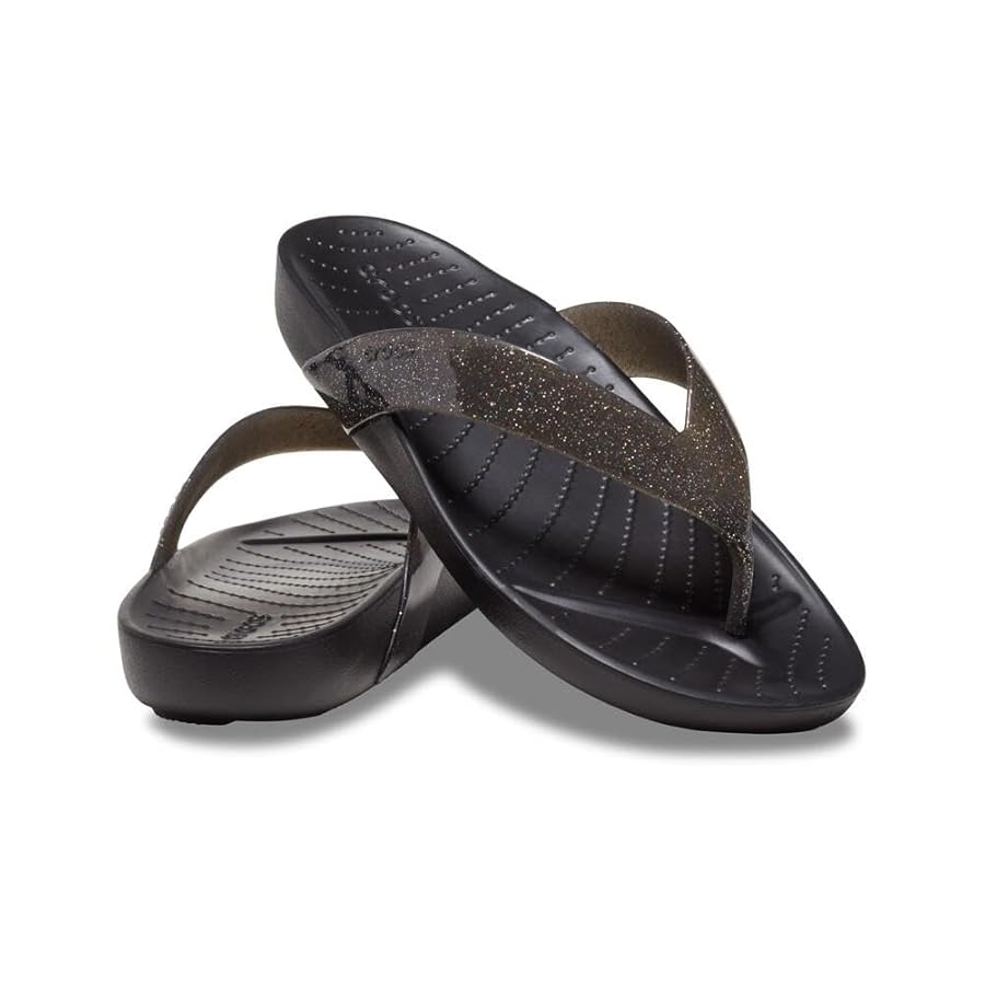 Amazon.com | Crocs Splash Glossy Flip Flops, Black, 5 UK
