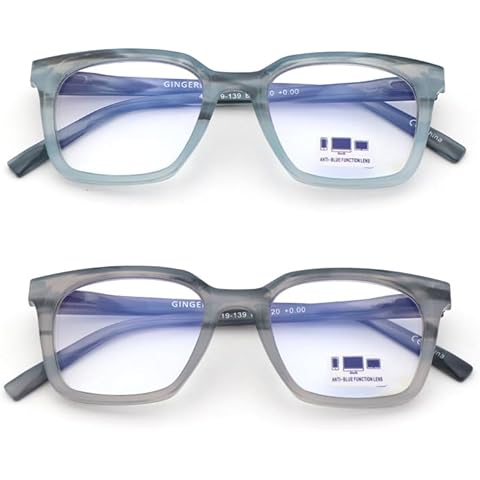 2 Pack Blue Light Reading Glasses for Men Women, Fashion Square Frame Readers, Anti Glare Computer Glasses +2.5 Cover