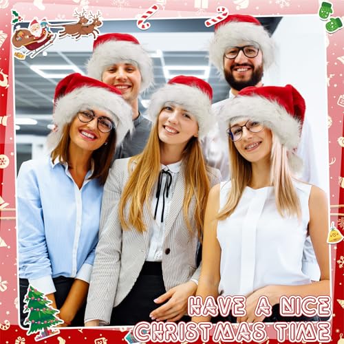Image of Vicenpal 20 Pcs Santa Hats Bulk for Adults, Red White Black, Classic