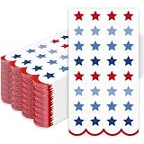 JarThenaAMCS 50Pcs Patriotic Guest Napkins Disposable Paper Napkins Scalloped Red Blue American Stars Dinner Hand Towel for 4th of July Independence Day 250th Anniversary Bathroom Supplies