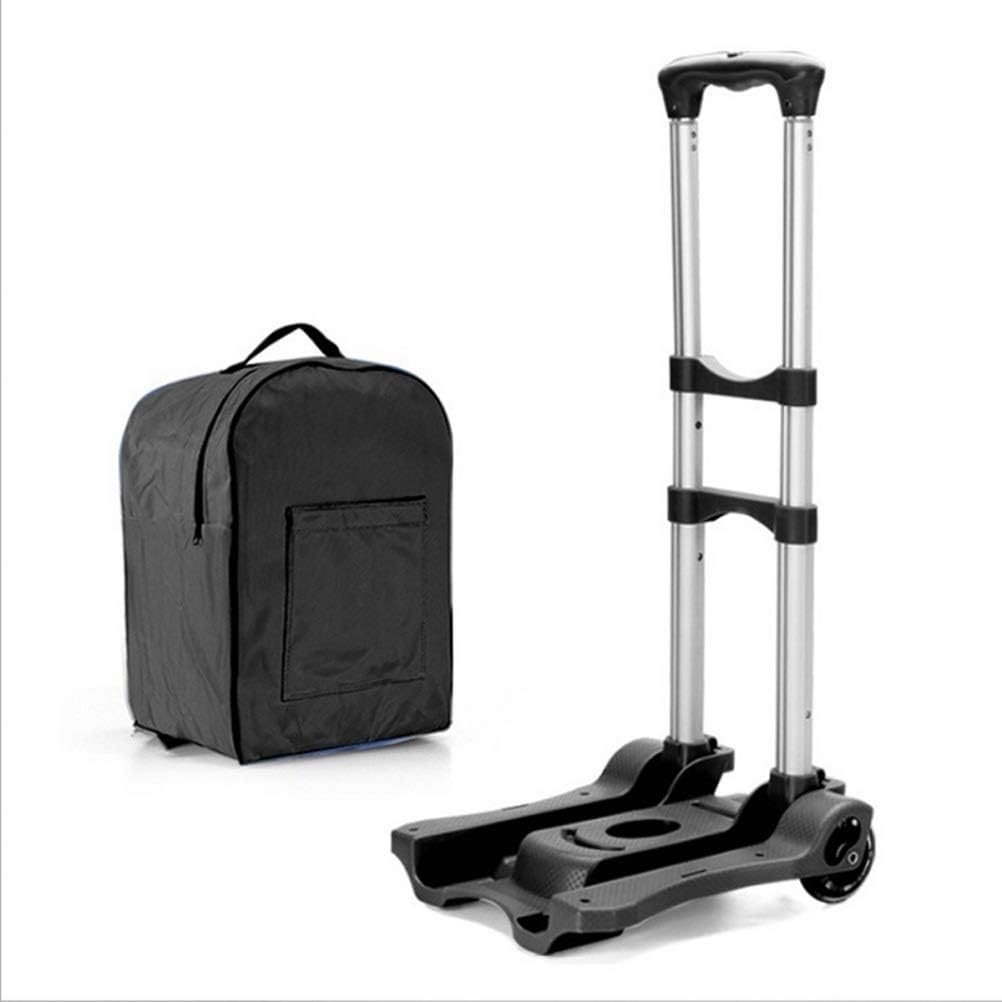FLM Aluminium Folding Trolley With A Bag, Heavy Duty Luggage Hand Trolley Cart with PU Wheels 50kg Load Capacity, Black