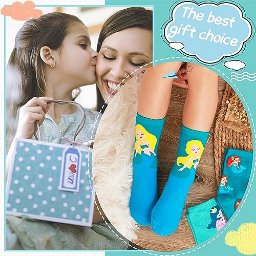 Image of EBMORE Kids Girls Boys Socks Cotton Crew Cute Animal Pattern Fashion Fun Novelty Socks 6 Pack