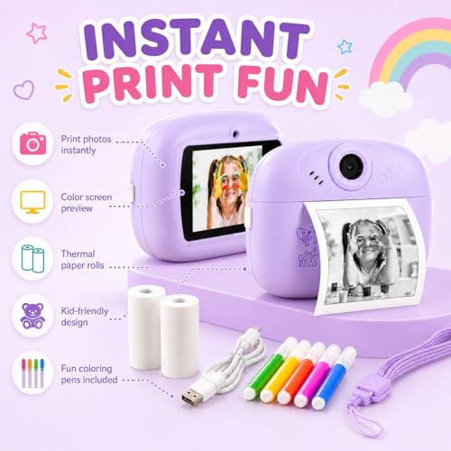 Image of Instant Print, 1080p HD,48 MP Click Photo Print, Inkless Bluetooth HD Print | Compatible with Android, iOS Mobile. Instant Print Pictures for Unisex,Best Gift (Instant Print Camera)