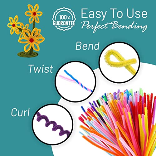 Pipe Cleaners - 100 Pc. Pipe Cleaner Assorted Colors 6\" Chenille Stems with Clear Glue, Pipe Cleaners Craft, Fuzzy Sticks and Glue Clear Great Craft Supplies DIY Art & Craft Projects