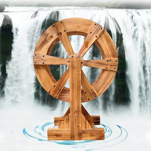 Fuente de Rueda de Agua para Cascada Ornamental Vintage, función de Agua al Aire Libre para un Ambiente Relajante, decoración de jardín de Estilo rústico(36 * 25 * 50cm/14.2 * 9.8 * 19.7in)
