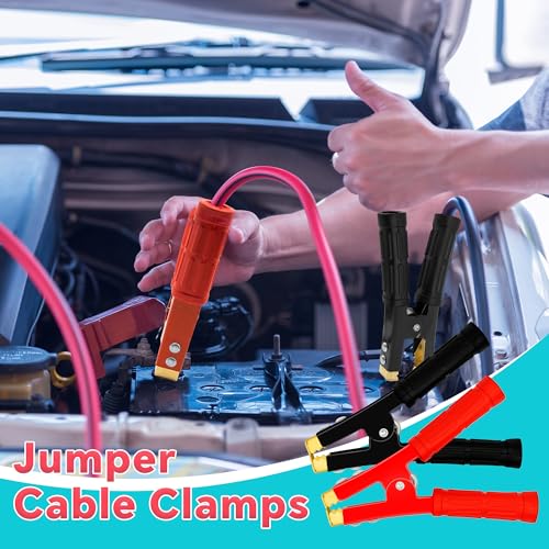 2Pcs Jumper Cable Clamps, Heavy Duty Battery Cramps with Pure Copper Alligator Clips Ends, Suitable for Auto Vehicle Car Truck Boats Charger Voltage Tester, Red and Black - Image 8