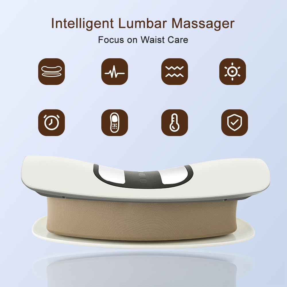 Appareil de massage lombaire chauffant électrique - Appareil de massage de traction lombaire oscillant à 26° - 3 niveaux de massage par vibration et chaleur