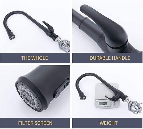 Miniatura 6 de Grifos de cocina con sensor, grifo mezclador inductivo sensible con rociador extraíble, grifos de fregadero de cocina de una sola manija, negro