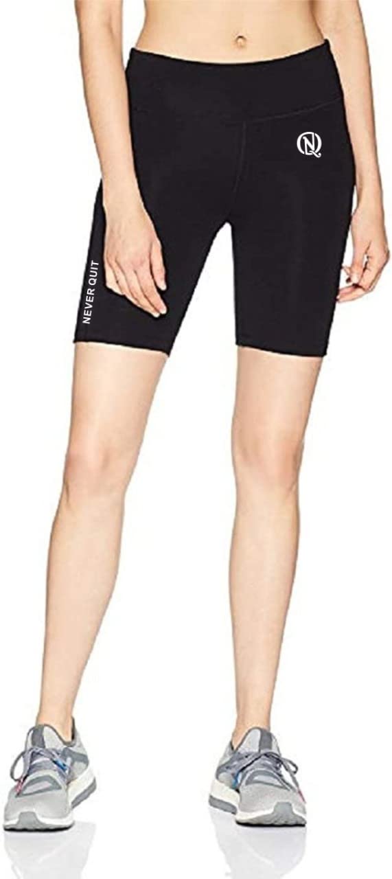 NEVER QUIT Women's Motion Mid-Rise Compression Shorts for Running and Fitness