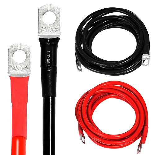 Auxbeam 7 AWG 7FT Battery Cables 2PCS, 7 Gauge Battery Cable Wire w/0.23" and 0.31" Tinned Copper Lugs, Compatible with Auxbeam Switch Panels & More