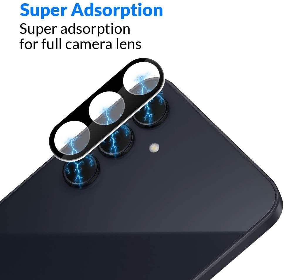 Image of FIRST MART Camera Lens for Samsung Galaxy A35 / Samsung A55 | 9H Tempered Glass, Anti-Scratch, Case-Friendly, HD Clarity, Bubble-Free | Black