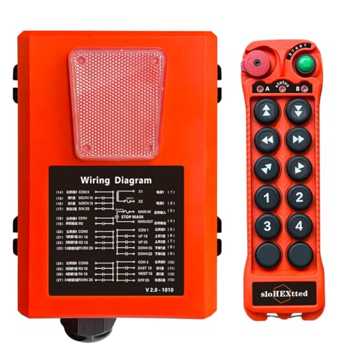 10 Channel Button Hoist Crane Industrial Wireless Radio Remote Control Transmitter and 110V 220V 380V Receiver Overhead Bridge Crane Electric Chain Hoist Remote Controller