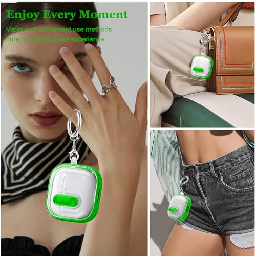 Image of for AirPods 4th Generation Case 2024 with Bright Plated Bezel and Switches, Military-Grade Shockproof Transparent Anti-Yellowing for AirPods 4 Cover, Green