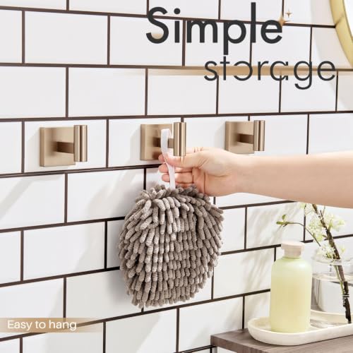 Image of KOKOSIRI Robe Hooks for Wall Mount Bathroom Towel Hook, Coat Hooks Bath Storage Hardware 3 Pack Champagne Bronze Stainless Steel B1013CPG-P3