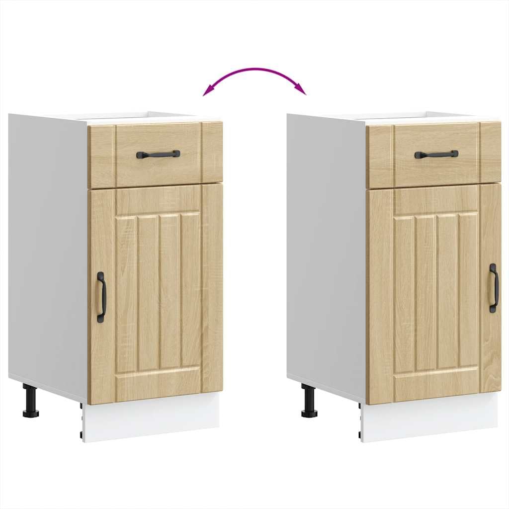 vidaXL Mueble Bajo De Cocina Lucca Roble Sonoma, Mueble Bajo De Fregadero Con Cajón