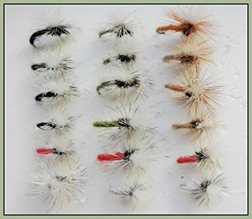 18 Klinkhammer Parachute Dry Trout Flies, Mixed Red White,Black, Olive & Beige, Choice (All Mixed)