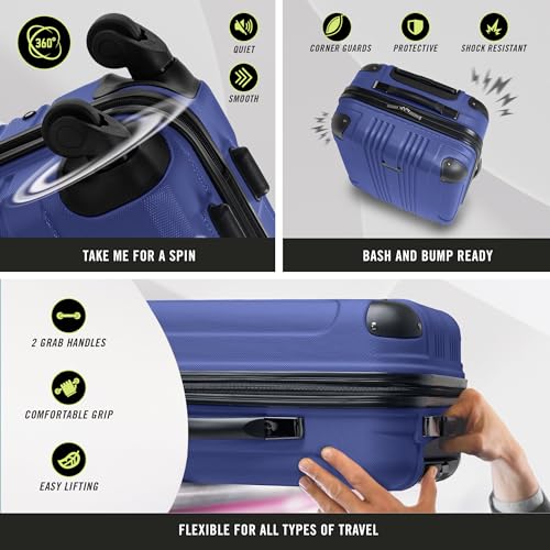 Image of Kenneth Cole REACTION Out of Bounds Lightweight Hardshell 4-Wheel Spinner Luggage, Cobalt Blue, 2-Piece Set (20 inch & 28 inch)