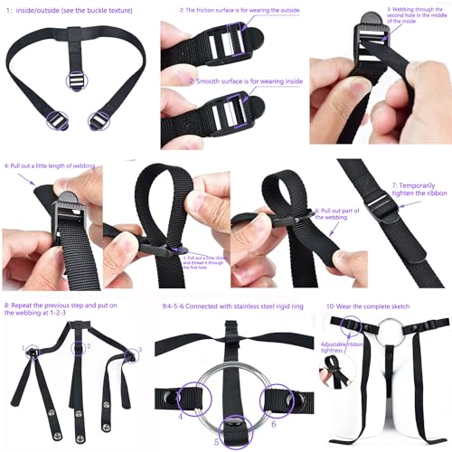Image of FREDORCH Anti-Off Male Chastity Cage Devices Elastic Band Penis Cage Accessories, Adjustable Auxiliary Belt with 4 Size Cock Rings Sex Toy Underwear for Men (Adjustable Belt with 4 Size Ring)