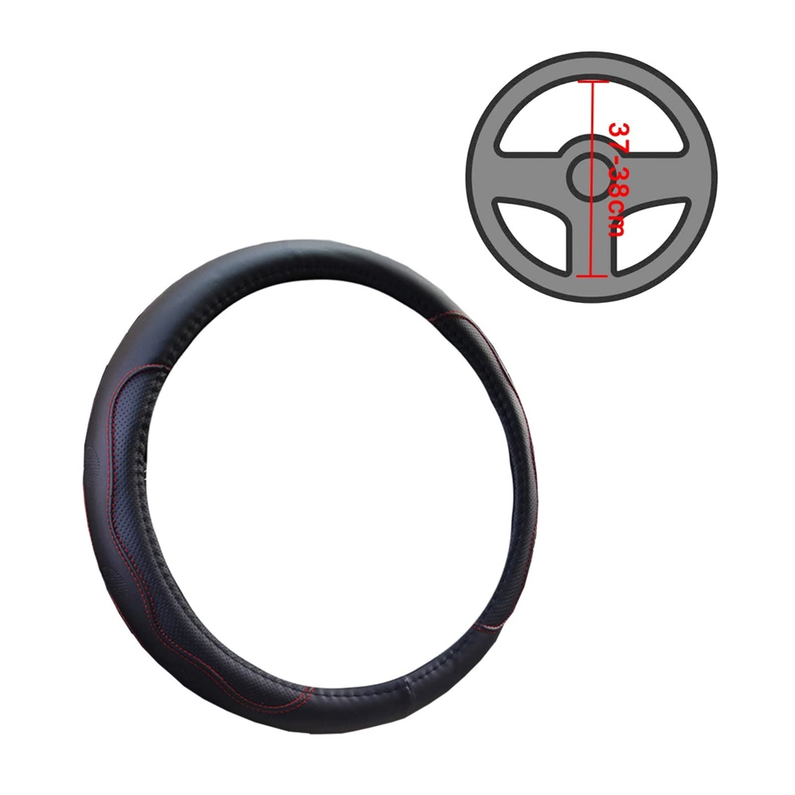 Cubre Volante Coche 1pcs PU Leather Car Steering Wheel Cover Grip For 15"/37-38CM Most Cars Black&Red Skid-Proof Cover Accessories Volante Coche Protección