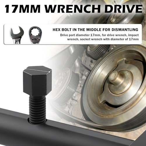 YGDMD 17mm Drive Pulley Puller Tool with Hexagonal Wrench,Heavy Duty Adjustable Crankshaft Pulley Removal Tool for 40-160mm,Professional Crank Pulleys Removal Tools for Crankshaft,Pump by YGDMD - Image 6