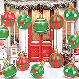 15 Pcs 16 Inch Giant Inflatable Christmas Balls Outdoor Decorations Large PVC Blow Up Xmas Inflatables Ornaments for Tree Front Doors Yards Lawns Garden Porch Poolside Holiday Decor
