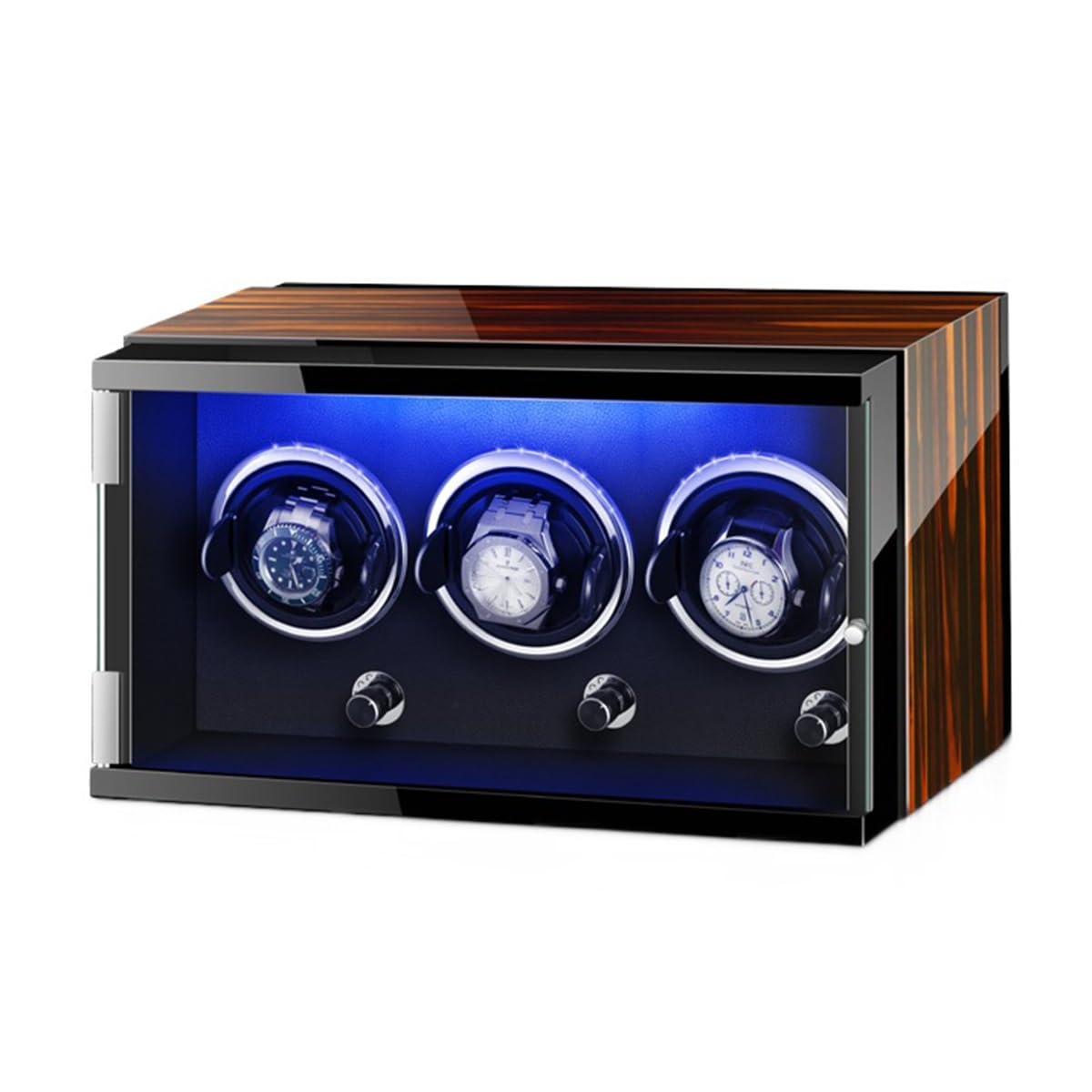 EHVYBDX Luxury Automatic Watch Winder for 3+0 Automatic Watches Built-in LED Illuminated with Quiet Running Motor Watch Display Box