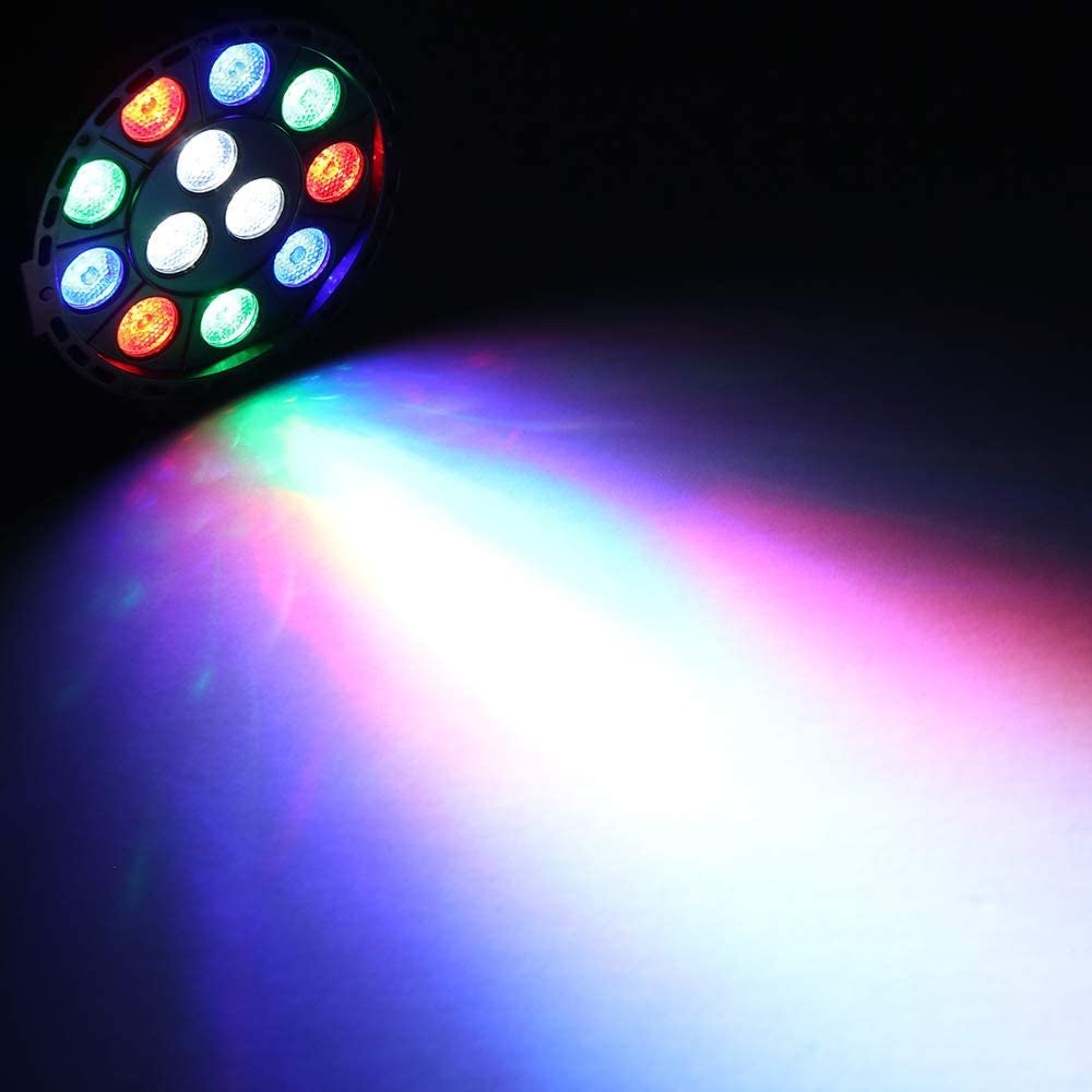 Lixada AC 90-240V Luci del Palcoscenico 12 LED RGBW Par Lights 8 Canali Miscelazione del Colore Luci di Scena con DMX Strobe e Modalità audio Attiva per Discoteca Festa Natale Wall Wash