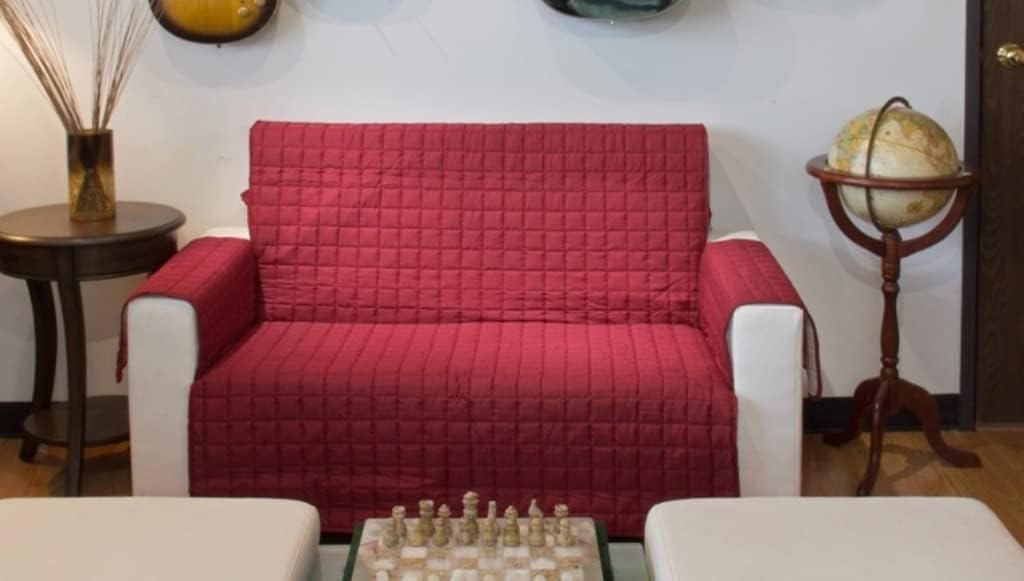 L'COZEE Assure Relax Quilted Furniture Protector, Burgundy