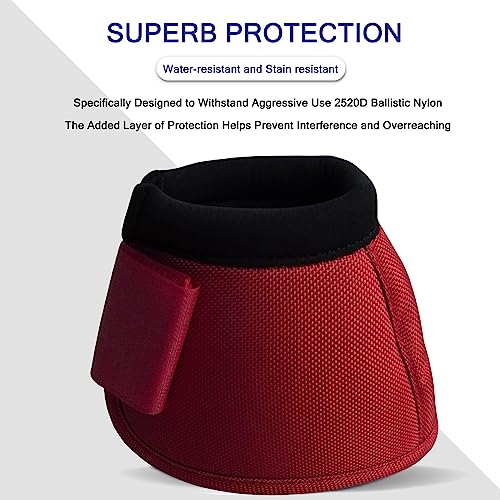 Image of Equine Ballistic Overreach Bell Boots - No-Turn Horse Hoof Protection Boots (Sold in Pairs) WineRed Medium