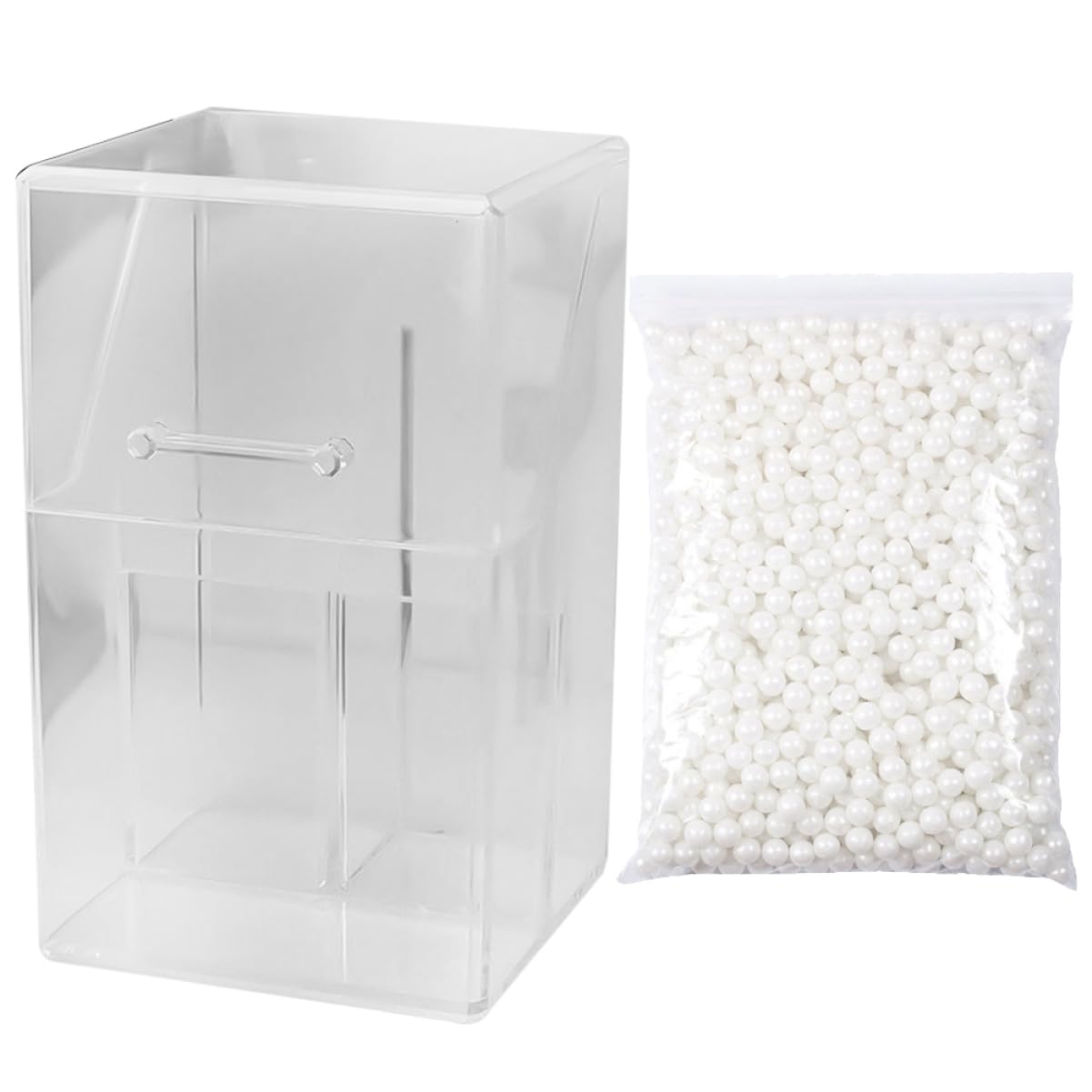 Mikinona Organizer da Scrivania in Acrilico per Cosmetici Portamatite Sopracciglia con Riempitivo Bianco, Facile da Pulire per Ufficio, Scatola Porta Trucchi con Coperchio