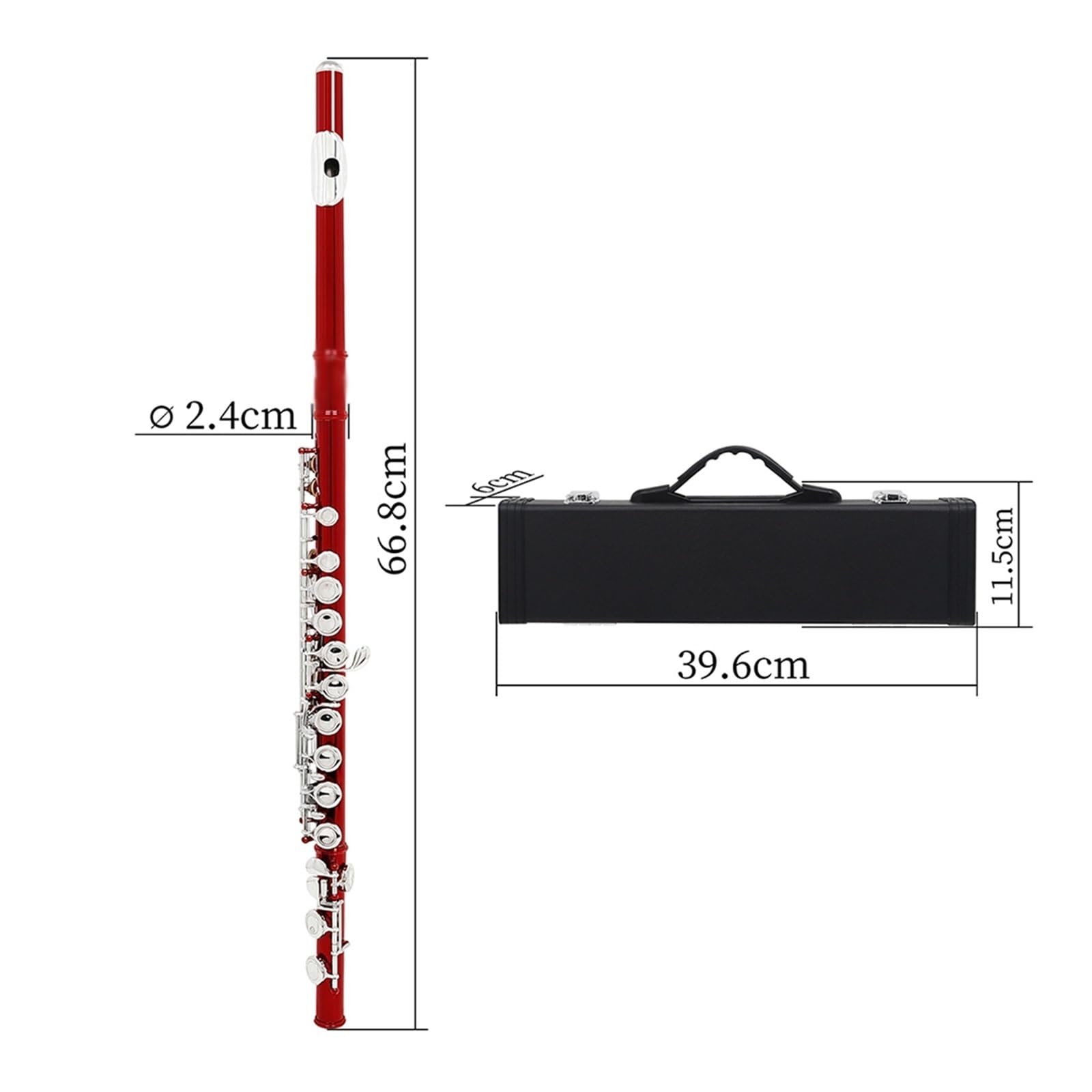 strumento flauto Strumento A Fiato Per Flauto Traverso Rosso In Cupronichel Da Concerto Occidentale Con Flauto A 16 Fori Con Custodia flauto traverso (Color : 01)