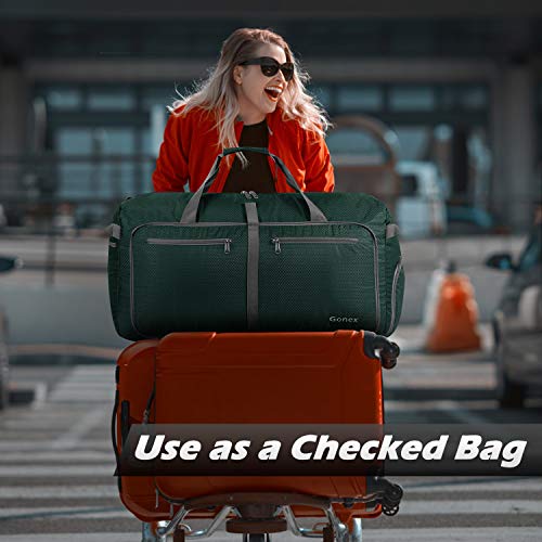 Gonex 100L Foldable Travel Duffle Bag, Extra Large Luggage Duffel with shoes compartment Blackish green