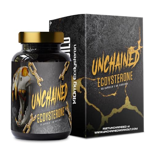 UNCHAINED® - Ecdysterone Kapseln hochdosiert / 140mg reines Beta Ecdysteron hochdosiert/Testosteron Booster Muskelaufbau / 60 vegane Ecdysteron Kapseln zur optimalen Unterstützung beim Bodybuilding