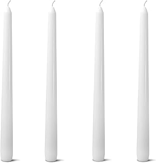4 Pack White Taper Candles丨Taper Candles 10 Inch Dripless丨Unscented & Smokeless Candlesticks Bulk丨7-8 Hours Long Burning Tall Candles丨Ideal for Christmas Weddings Parties Dinner