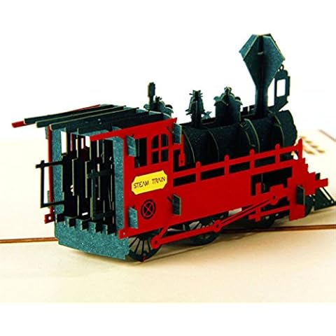 MEIYIN 3D PopUp Greeting Card Retro Train Birthday Easter Anniversary Thanksgiving New Cover