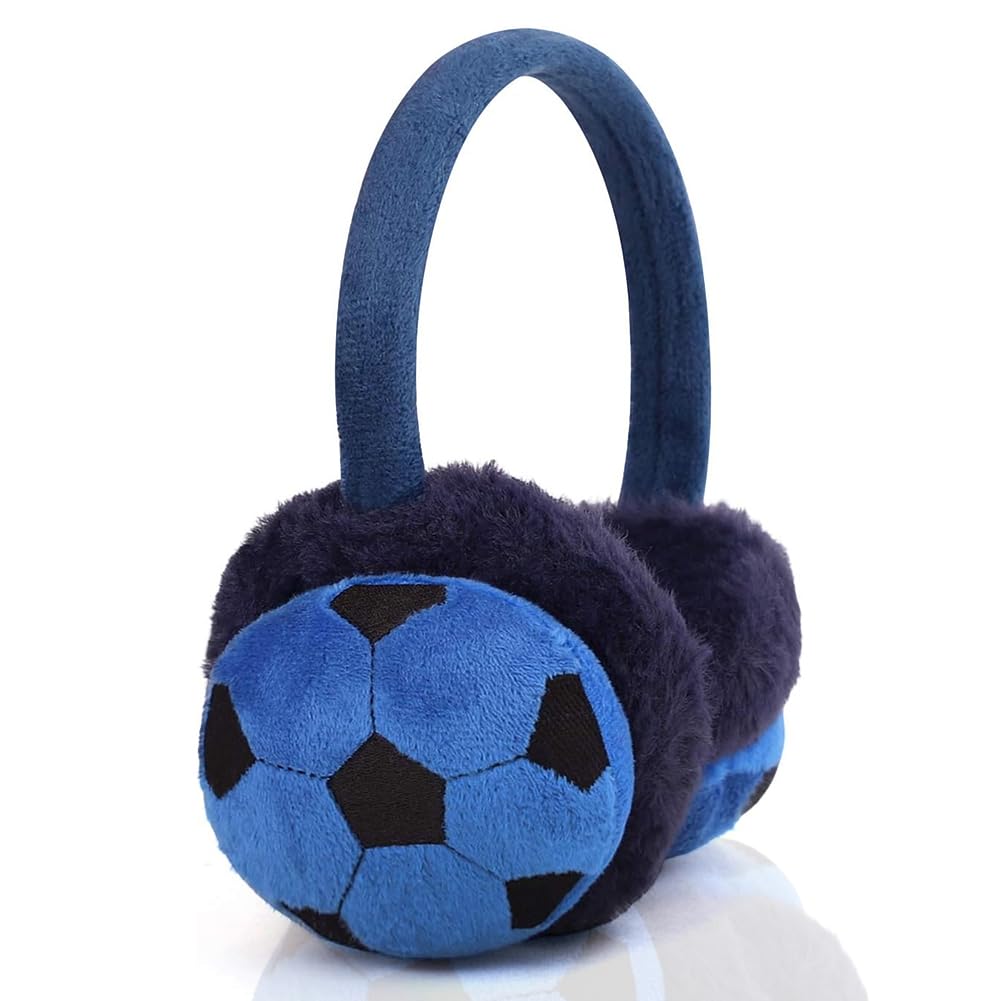 JynxtoyZeal Kids Earmuffs Football Pattern Warm Fluffy Plush Ear Warmers,Cute Cartoon Footballs Pattern Earmuff Soft Comfy Plush Earmuff Outdoor Thermal Ear Muffs Ear Warmers Protectors