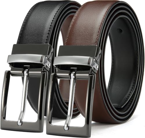 Image of DOOPAI Reversible Leather Belt for Men 1.25 inch - Dual Sided Dress and Casual Belt, Trim to Fit, 2 Styles in One Belt