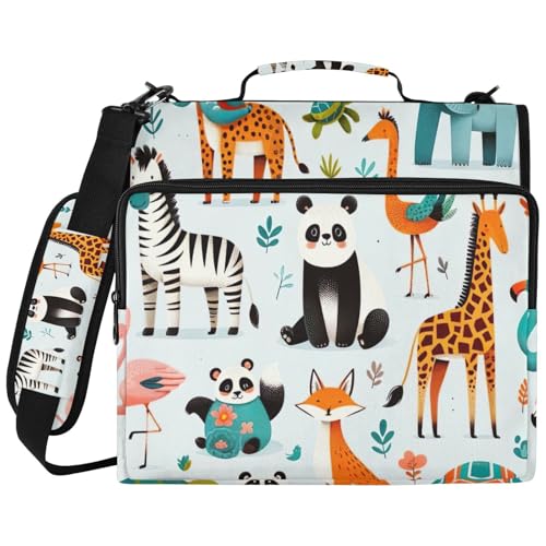 Animal Zoo �o�C���_�[�o�b�O 3�����O�o�C���_�[�t�� �h���I�[�K�i�C�U�[ 14�C���`�̃m�[�g�p�\�R���A�w�Z�A�E��̃t�@�C���P�[�X�p