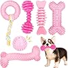 Puppy Toys 6 Pack Dog Chew Toys for Puppy Cute Pink Small Dog Toys Teething Toys for Puppies Soft Durable Interactive Chew Toy for Small Dogs