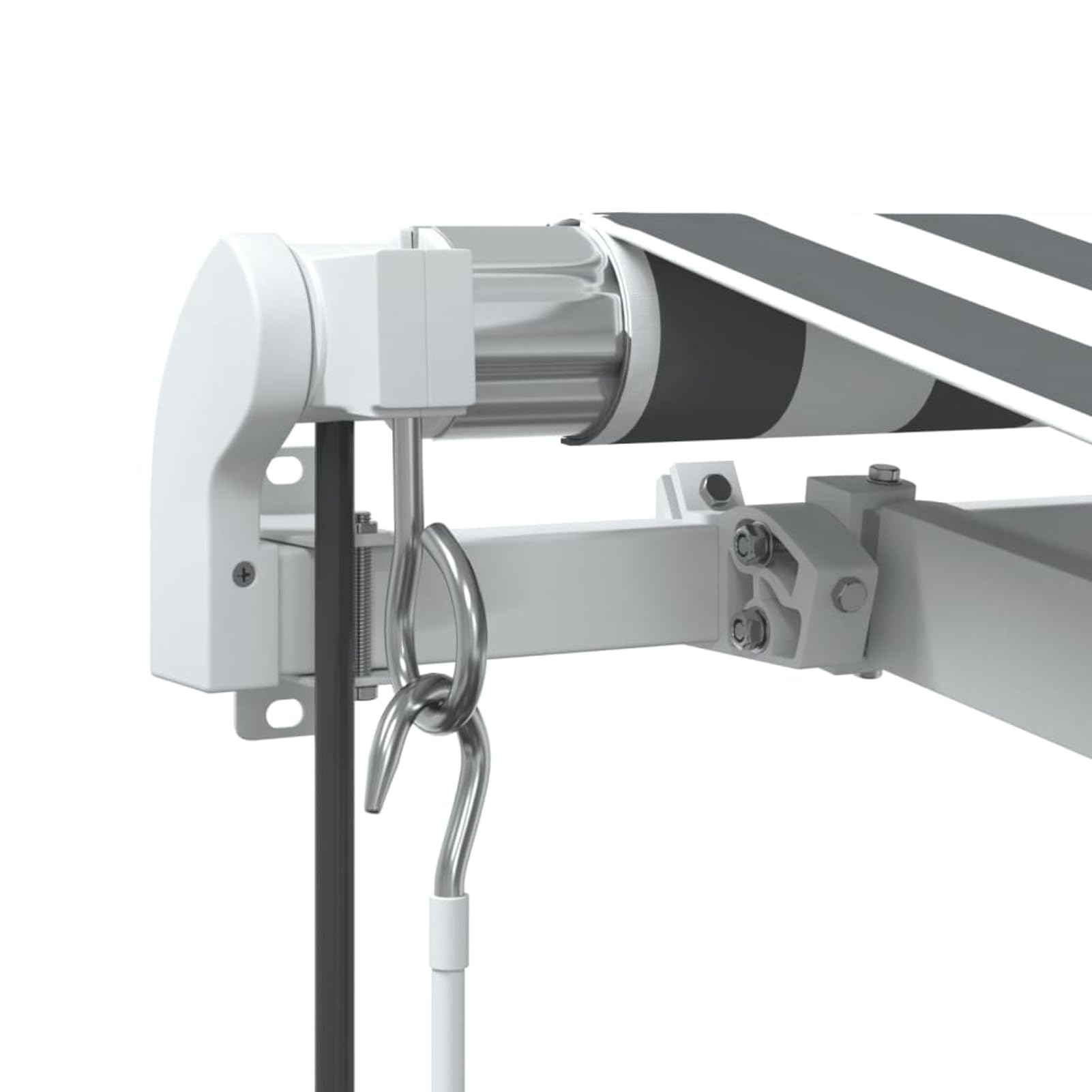 Gelenkarmmarkise mit LED und Windsensor, Polyester-Stoff PU-beschichtet, 450x350 cm, Anthrazit/Weiß, für Privat & Gastronomie