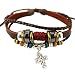 Wild Wind (TM) Christmas Vintage Cross Pendant Braided Multi Strand Leather Wrap Bracelet