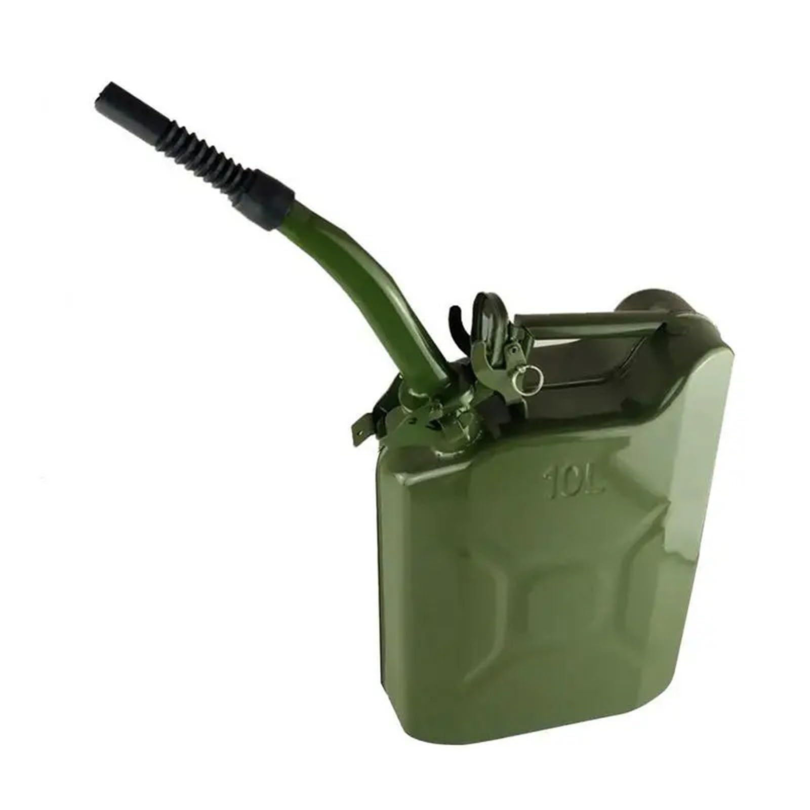 Benzinkanister Kraftstoffkanister Metallkanister, stabile und versiegelte Benzinfässer für Benzinkanister, Ausgießer, Flexible Düse(10L)
