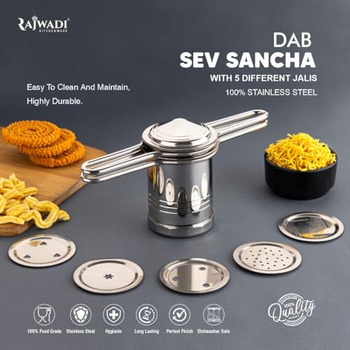 Image of Rajwadi Stainless Steel Press Sev Sancha Machine /Muruku Maker /Idiyappam Maker /Dab sev Sancha