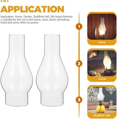 Miniatura 5 de STOBOK Lámpara de aceite de repuesto de globo, 2 unidades, lámpara de aceite, lámpara de chimenea de vidrio transparente transparente soplado a