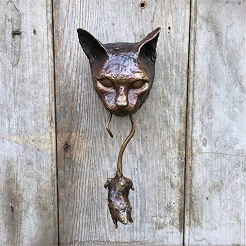 Door Knocker, Cat And Mouse Wall Hangings, Resin Cat Door Knocker Sculpture, Cat Bite Mouse Wall Ornament, Front Door Knocker Decoration For Home Door Outdoor Garden #TOP1