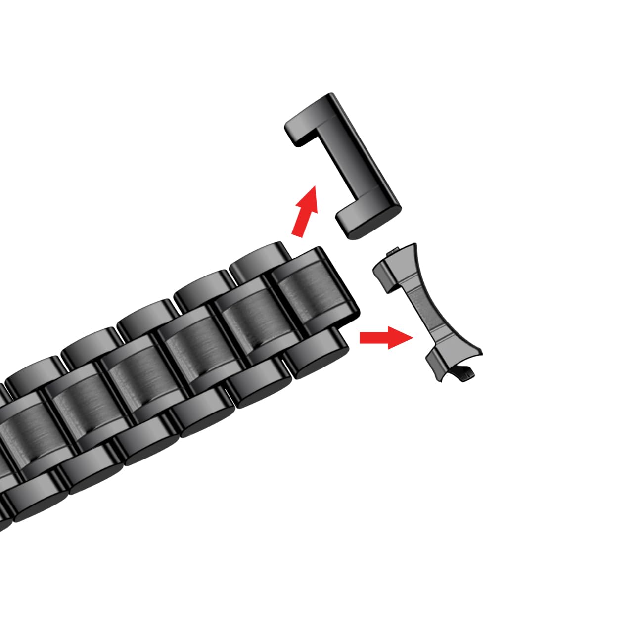 Bracelet de montre universel en métal qui s'adapte à la plupart des transitions, bracelet de rechange classique en acier inoxydable à dégagement rapide de 21 mm avec extrémités incurvées