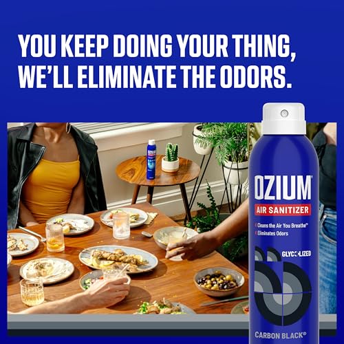 Image of Ozium Air Sanitizer Spray - Room Odor Eliminator for Home, Car, and Office - Carbon Black - 8 oz Can - 1 Pack