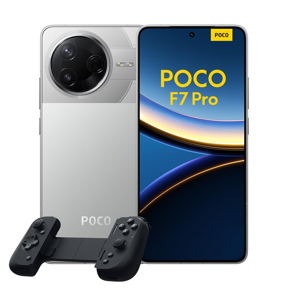 Xiaomi POCO F7 Pro Smartphone, 12+512, Silver, Batteria da 6000mAh, 90W HyperCharge, HyperAI (Caricabatterie non incluso) + Razer Kishi V2 USB-C